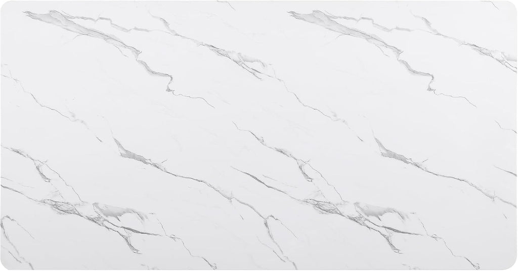 Morden Fort Modern Dining Table for 6, 70" Faux Marble Dining Table with Black Fluted Base and White Rectangle Top for Ktichen, Reception and Conference