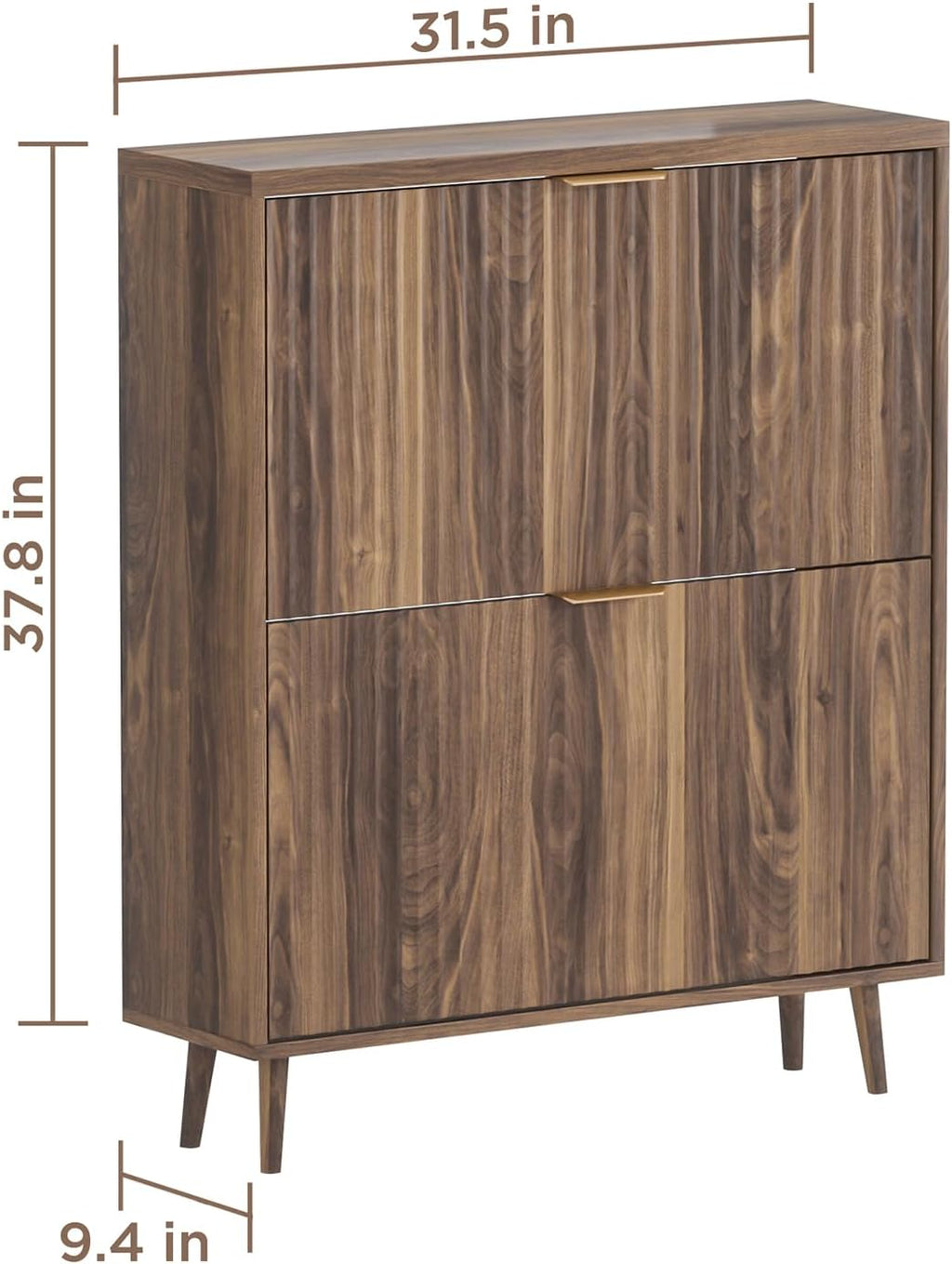 Shoe Cabinet Storage,Modern Freestanding Organizer with 2 Flip Drawers,Narrow Shoe Rack Cabinet for Entryway,Walnut