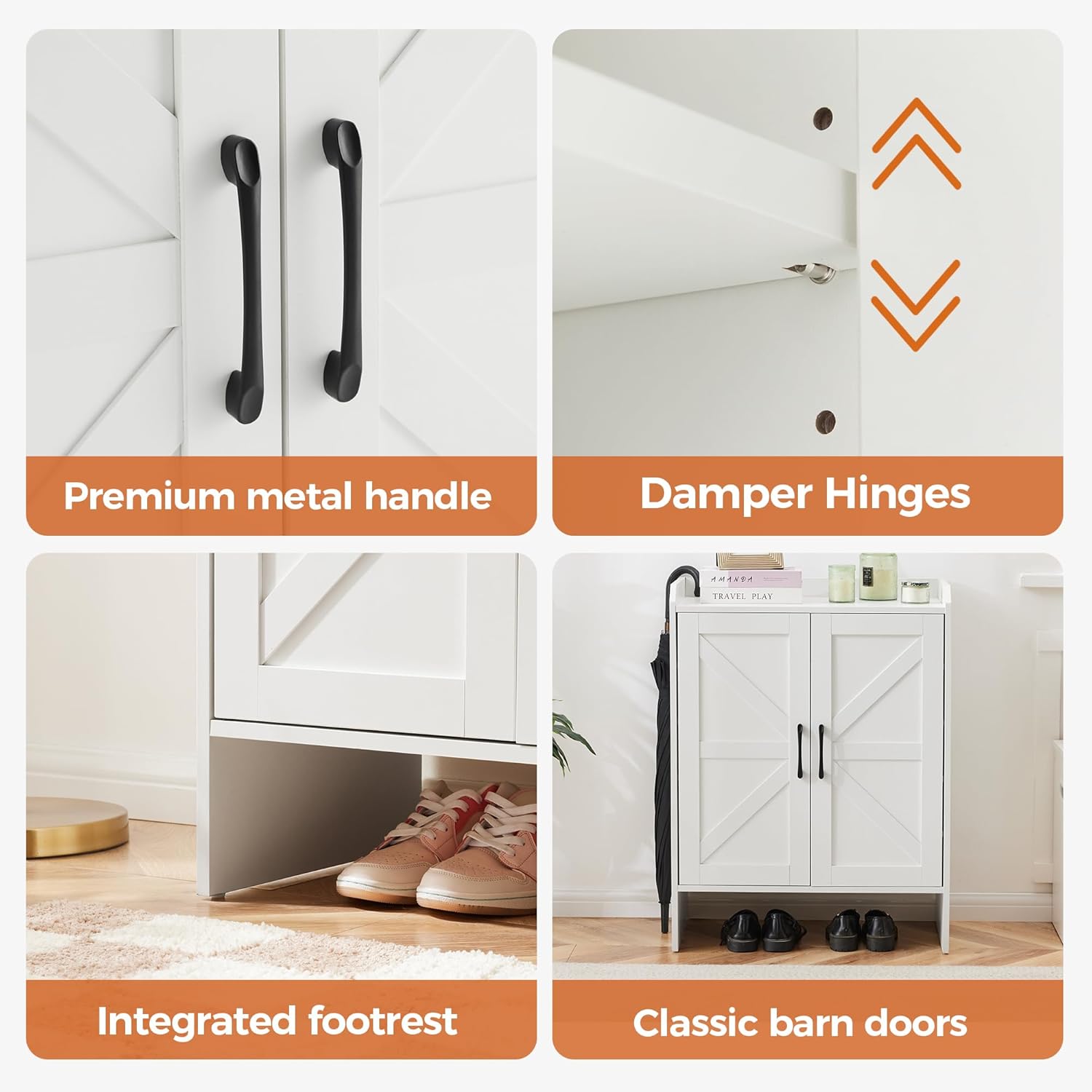 Mericonia Farmhouse Shoe Cabinet with Doors, Modern Large 5-Tier Shoe Storage Cabinet with Adjustable Shelves, Wooden Shoe Organizer for Entryway, Hallway, Closet, Bedroom, Living Room