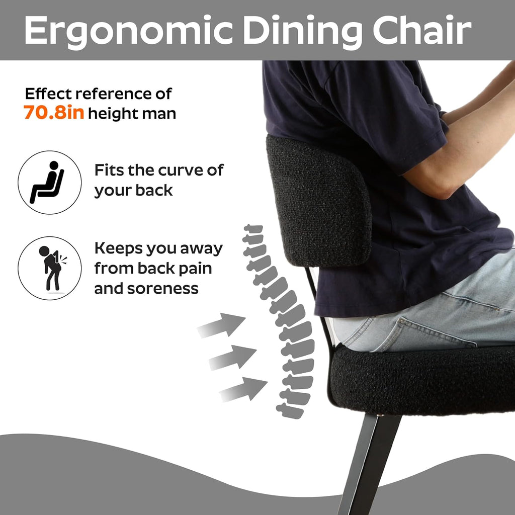 Luxury Modern Dining Set, 47" Glass Table with 4 Boucle Dining Chairs, Kitchen Table with Stable Metal Legs(All Black)