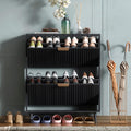 Shoe Cabinet Storage,Modern Freestanding Organizer with 2 Flip Drawers,Narrow Shoe Rack Cabinet for Entryway,Walnut