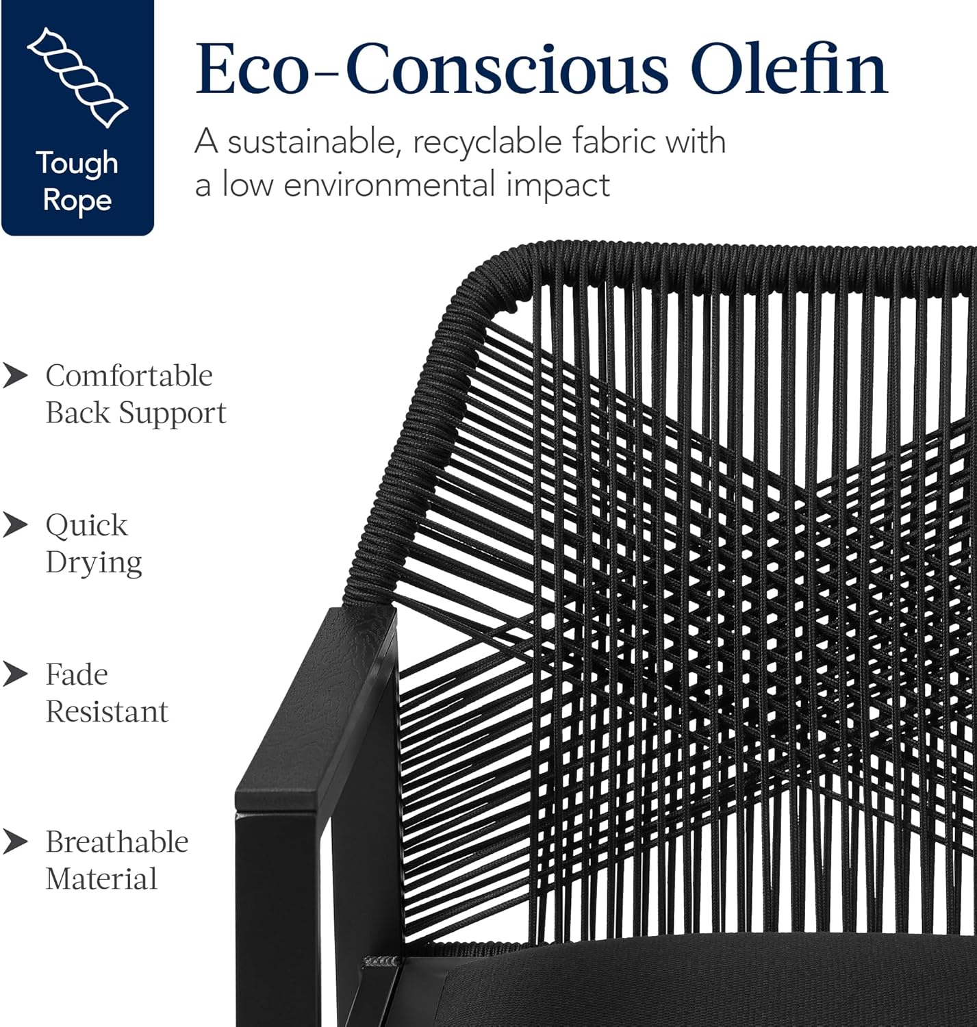 Best Choice Products Outdoor Dining Arm Chair Set of 2, Aluminum Frame with Armrest, All-Weather Woven Rope Chair Design - Black/Obsidian