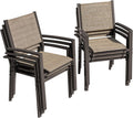 Flamaker Patio Chairs Textilene Outdoor Chairs Set of 6 Stackable Dining Chair for Backyard, Deck, Poolside (Grey)