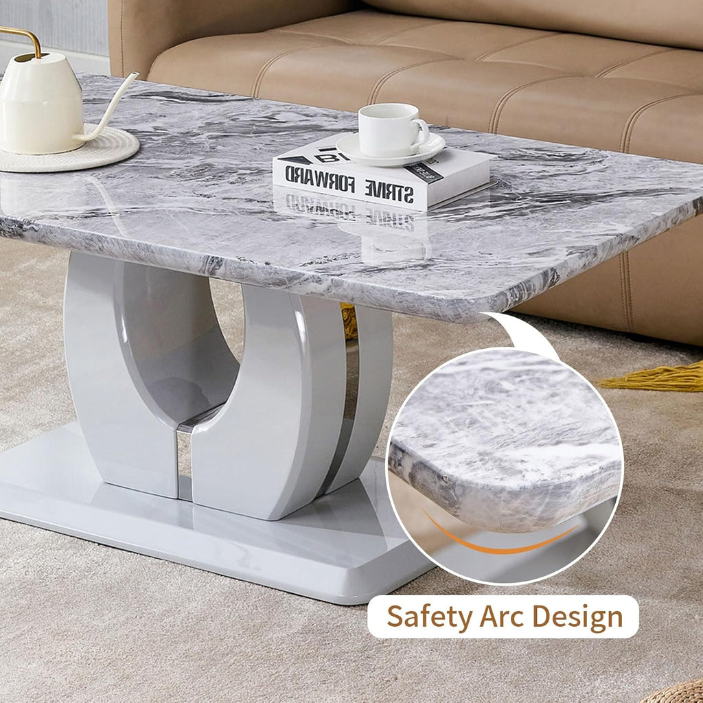 Marble Coffee Table for Living Room, Modern Luxury Rectangle Coffee Table with Storage, Tea Tables for Small Space Office Apartment (43" L×22.4''W×18''H-Grey)